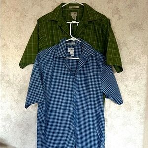 L.L. Bean Men's (2)  Plaid Shirts in Green and Blue
Traditional Fit Size M Tall
